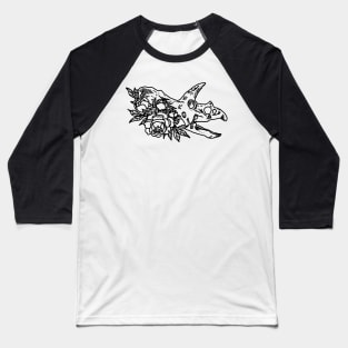 Triceratops Dino skull with flowers Baseball T-Shirt